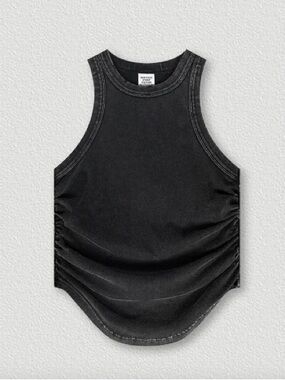 Women’s Black Ruched Tank Top - Classic Sleeveless Style